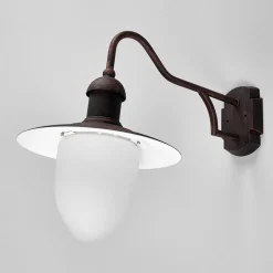 Aruba utendørs vegglampe, Ø 25 cm, rustbrun