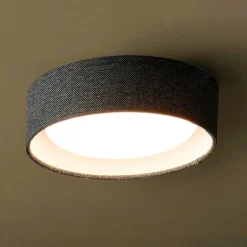 Beacon taklampe Uno, mørkegrå, tekstil, Ø 25 cm, GX53