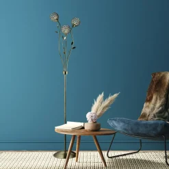 Bellis II gulvlampe, antikk messingfarget, glass, 3 lyskilder, G9