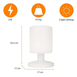 Ben LED-bordlampe for innendørs og utendørs bruk, oppladbart batteri