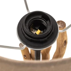 Bordlampe Agar med stoffskjerm og treelement