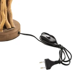 Bordlampe Agar med stoffskjerm og treelement