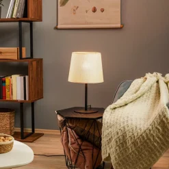 Bordlampe Chicago med skjerm i lin