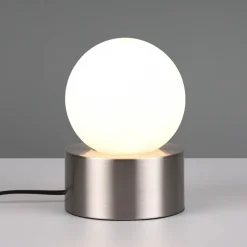 Bordlampe Countess, opalglass, metallfot nikkel