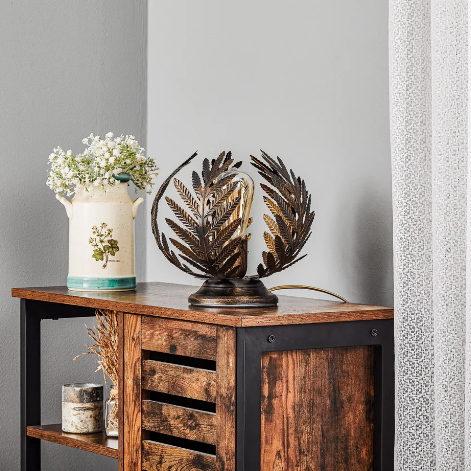 Bordlampe Felce som bregne i bronse, høyde 24 cm