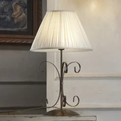 Bordlampe Grande Odino, 1 lyskilde, bronsefarget, tekstil