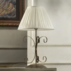 Bordlampe Grande Odino, 1 lyskilde, bronsefarget, tekstil