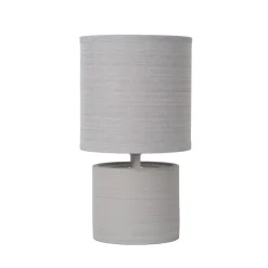 Bordlampe Greasby med tekstilskjerm, grå