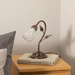 Bordlampe Liliana, 1 lyskilde, svart, rødgull, metall