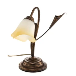 Bordlampe Lucrezia i bronse med blomsterskjerm