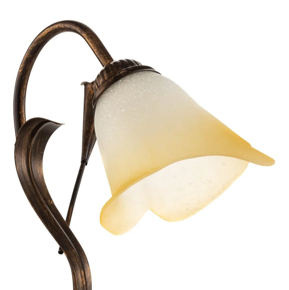 Bordlampe Lucrezia i bronse med blomsterskjerm
