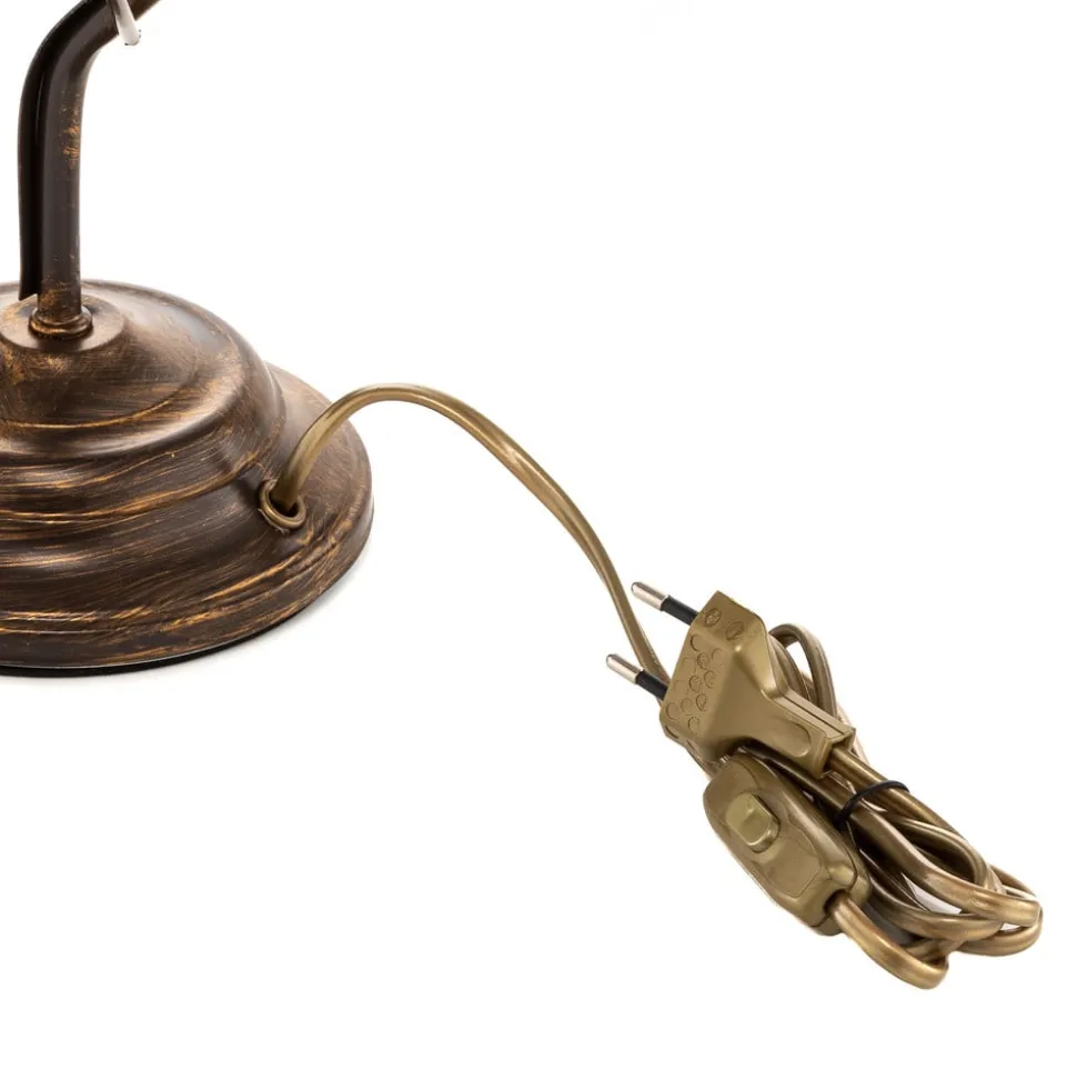 Bordlampe Lucrezia i bronse med blomsterskjerm