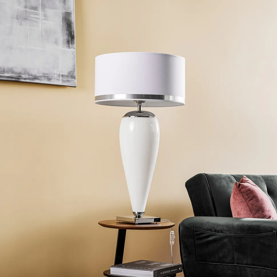 Bordlampe Lund, hvit/opal, høyde 70 cm