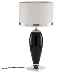 Bordlampe Lund, svart/hvit, høyde 60 cm, tekstil