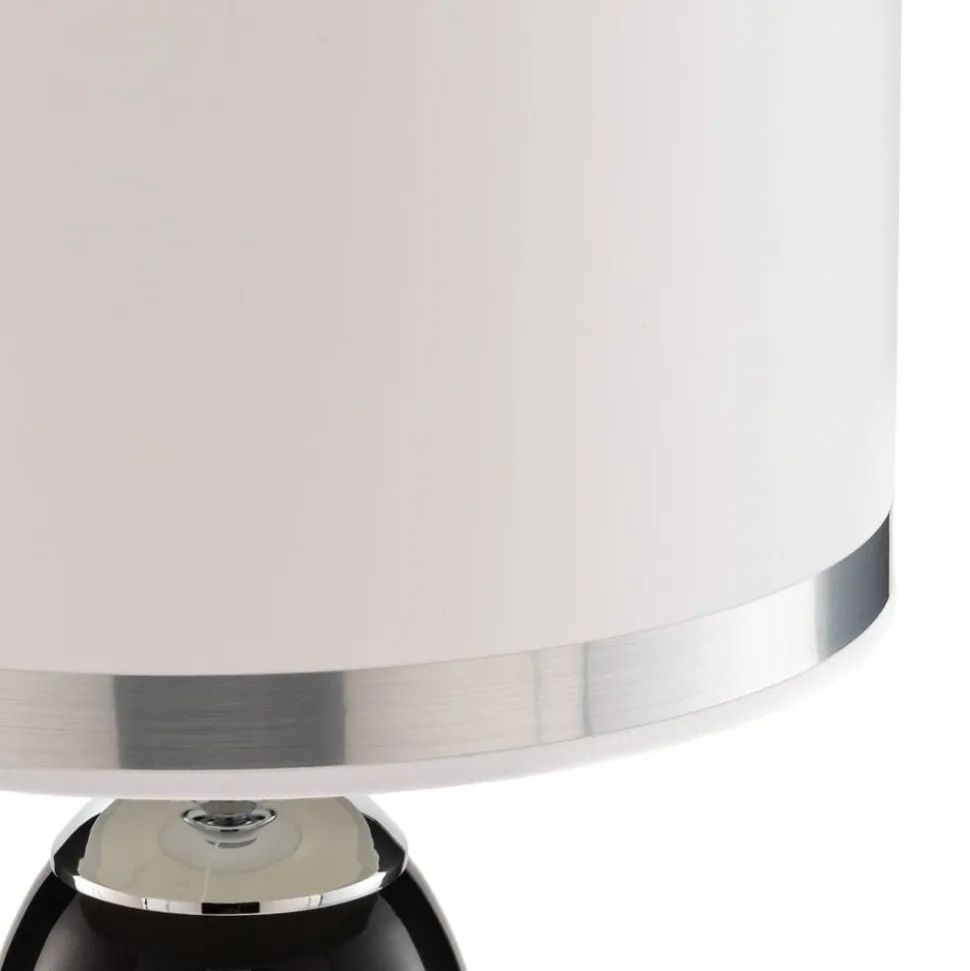 Bordlampe Lund, svart/hvit, høyde 60 cm, tekstil