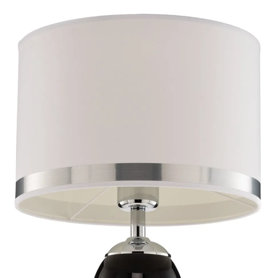 Bordlampe Lund, svart/hvit, høyde 60 cm, tekstil