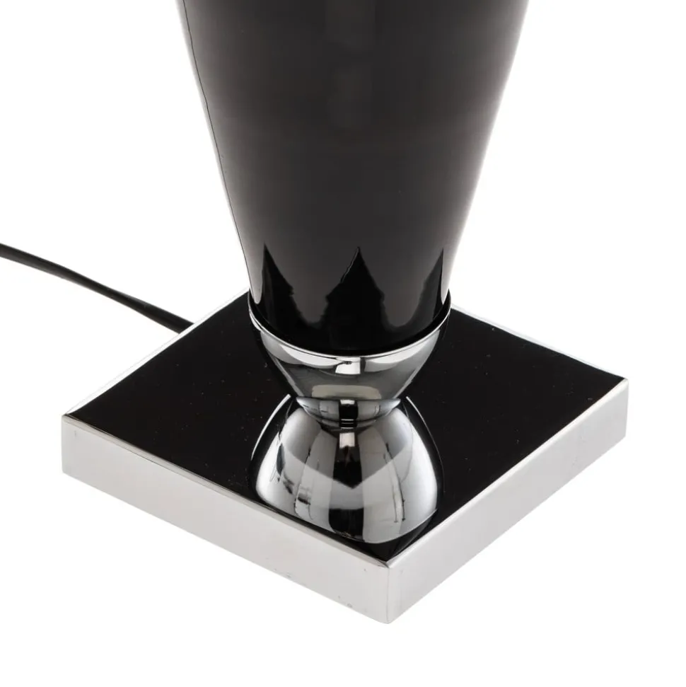 Bordlampe Lund, svart/hvit, høyde 60 cm, tekstil