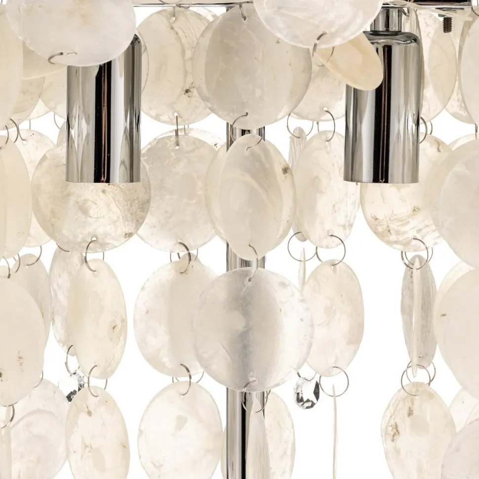 Bordlampe Makani, krom, med skjelldekor