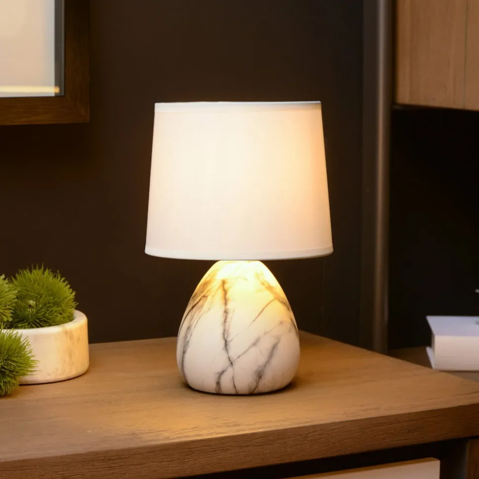 Bordlampe Marmo med keramikkfot, hvit