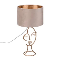 Bordlampe Mary med ansiktsdesign, beige/gull