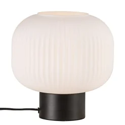 Bordlampe Milford med glasskjerm, svart fot