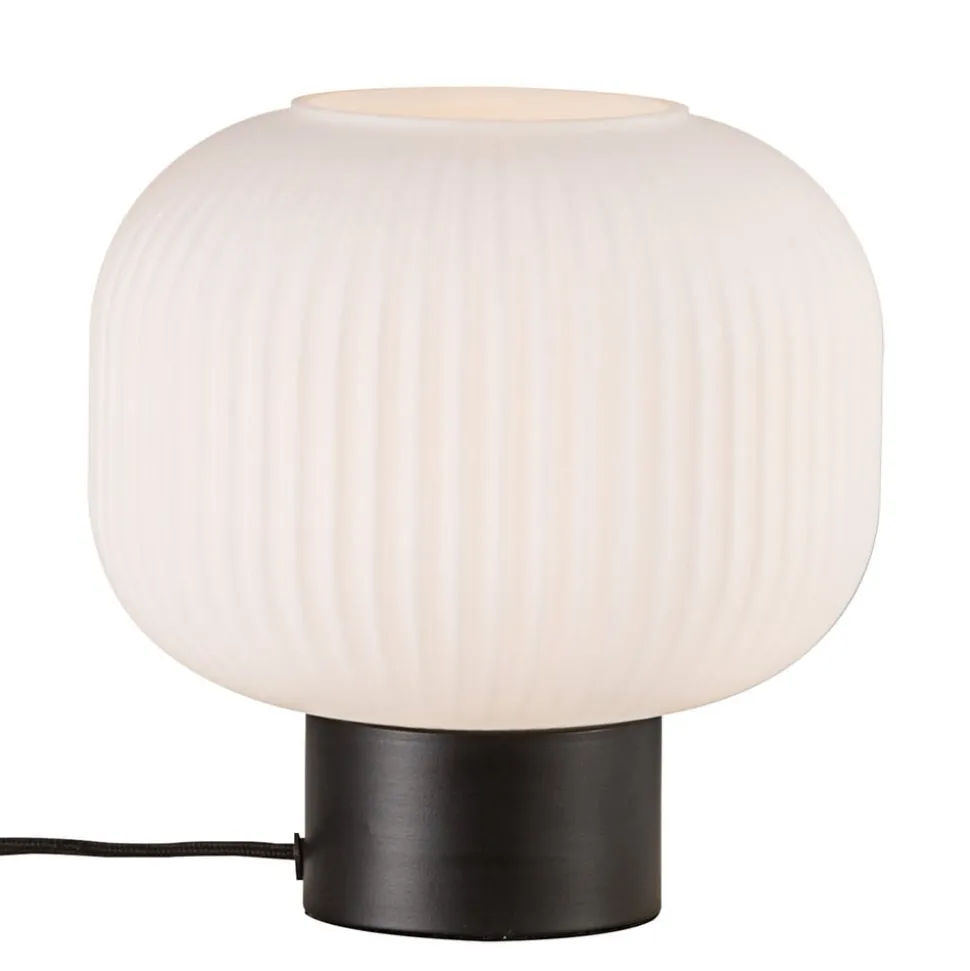 Bordlampe Milford med glasskjerm, svart fot