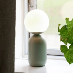 Bordlampe Notti av metall og glass, grønn