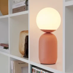 Bordlampe Notti av metall og glass, terrakotta