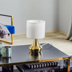 Bordlampe Ottone med tekstilskjerm, messing