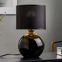 Bordlampe Palla, Ø 20 cm, svart/gull