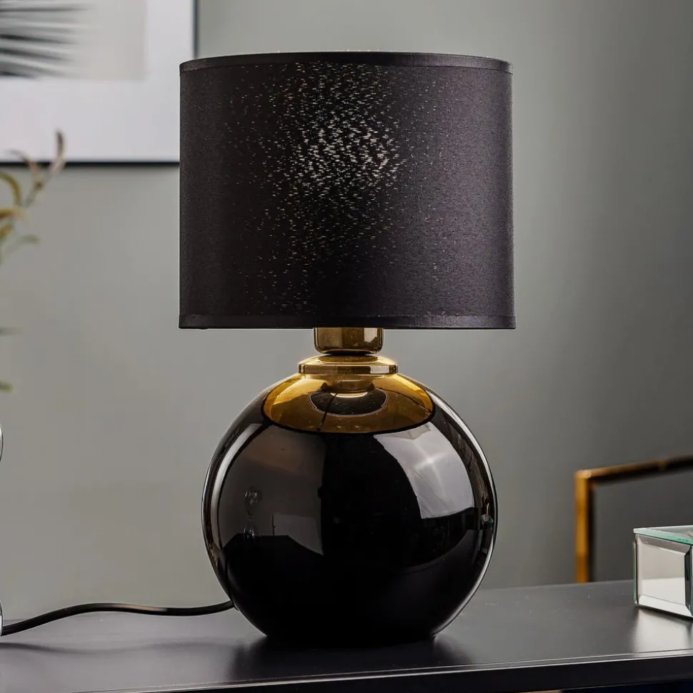 Bordlampe Palla, Ø 20 cm, svart/gull