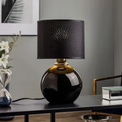 Bordlampe Palla, Ø 20 cm, svart/gull