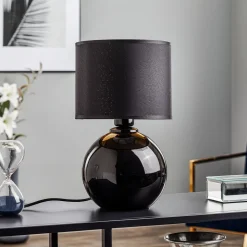 Bordlampe Palla, Ø 20 cm, svart/gull