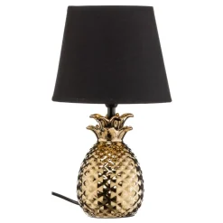Bordlampe Pineapple i keramikk i gull og svart