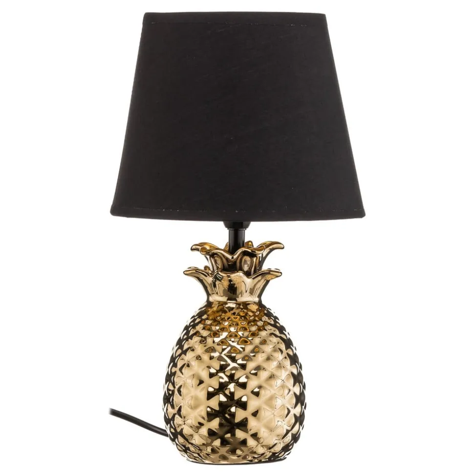 Bordlampe Pineapple i keramikk i gull og svart