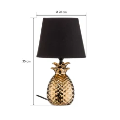 Bordlampe Pineapple i keramikk i gull og svart
