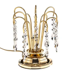 Bordlampe Pioggia med krystallregn, 26 cm, gull