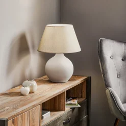 Bordlampe Sfera, høyde 53 cm, sement/grå