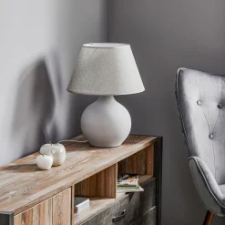 Bordlampe Sfera, høyde 53 cm, sement/grå