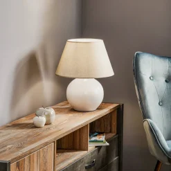 Bordlampe Sfera, høyde 53 cm, hvit/grå