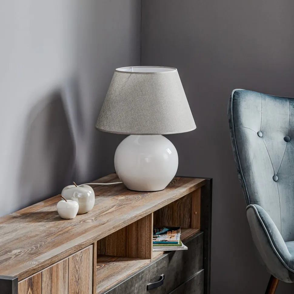 Bordlampe Sfera, høyde 53 cm, hvit/grå