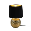 Bordlampe Sophia med keramisk fot, svart/gull