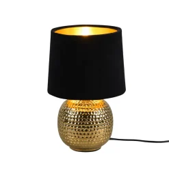 Bordlampe Sophia med keramisk fot, svart/gull