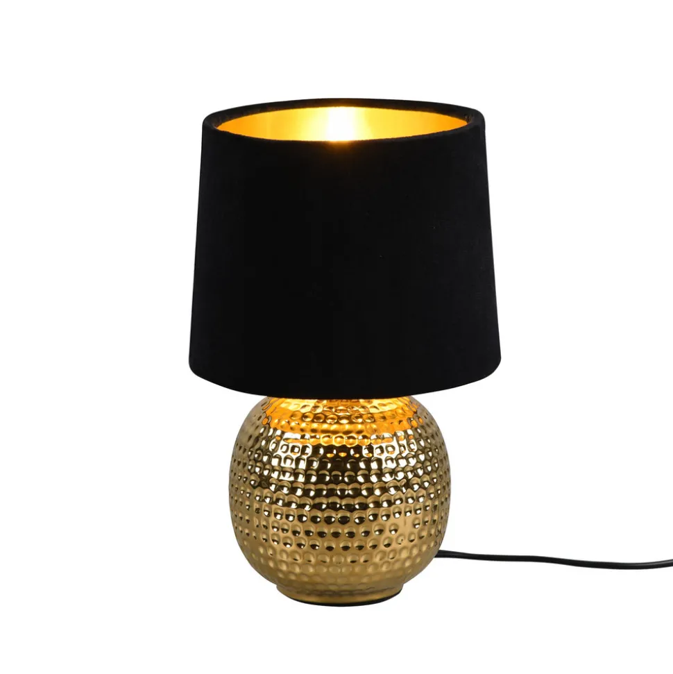 Bordlampe Sophia med keramisk fot, svart/gull