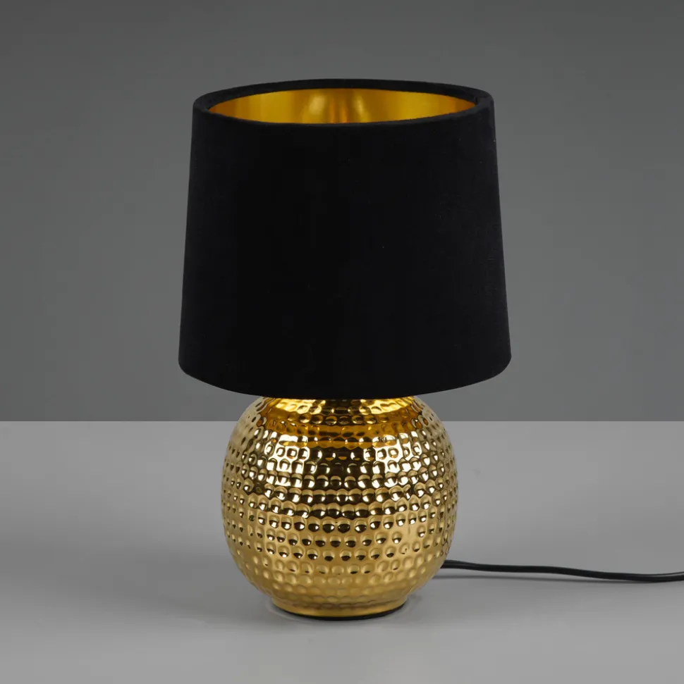 Bordlampe Sophia med keramisk fot, svart/gull