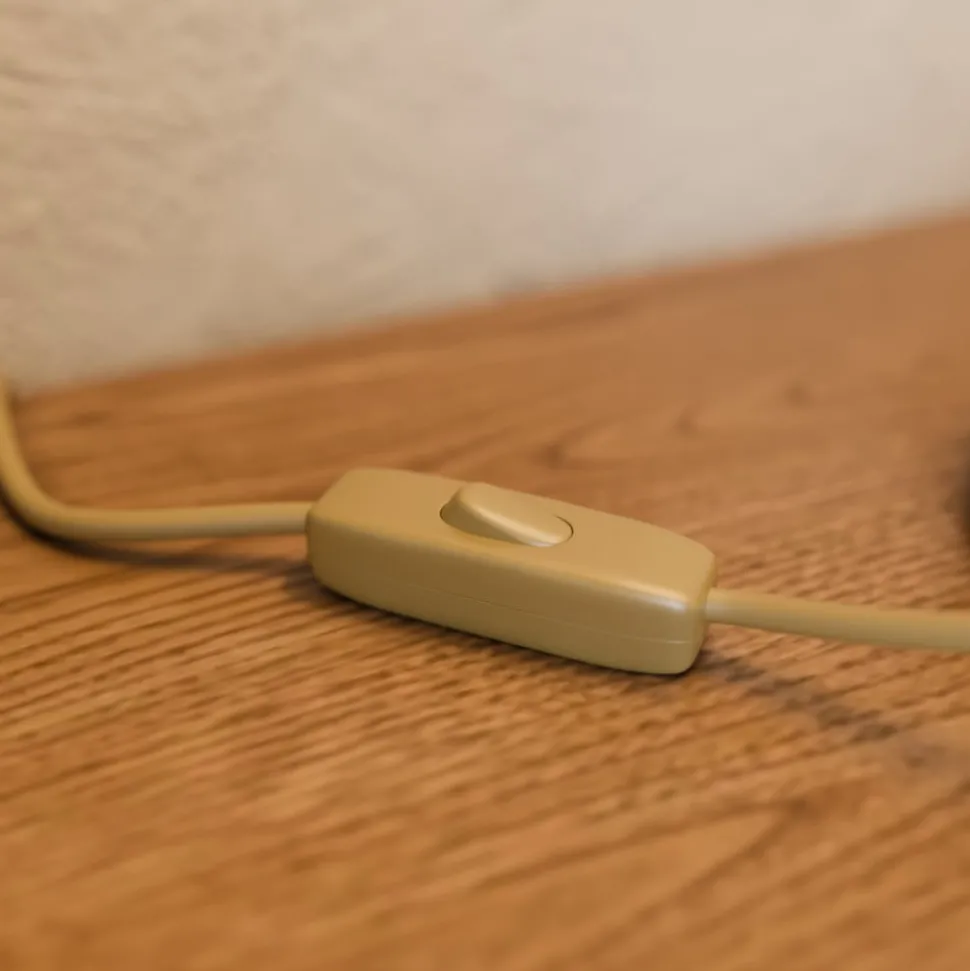 Bordlampe Teresa med krystaller og tekstilskjerm