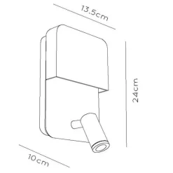 Boxer LED-vegglampe med spot, hvit