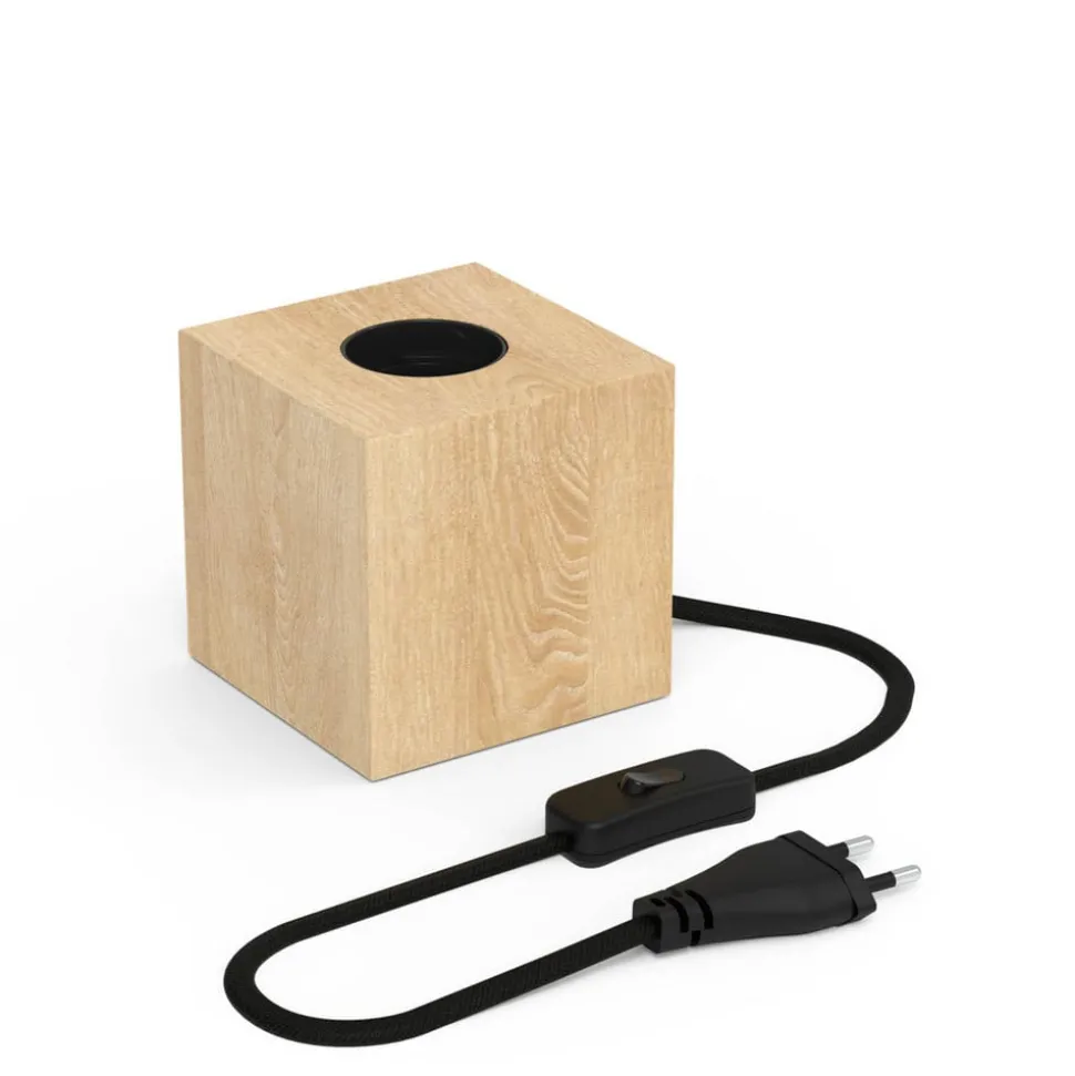 Calex bordlampe i kubeform med trefiner