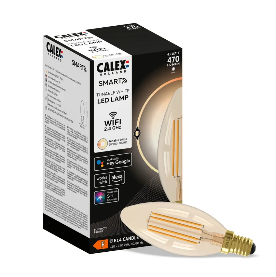 Calex Smart E14 B35 stearinlys 4,9W 1800-3000K dimbar gull