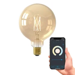 Calex Smart E27 G125 7W LED-tråd 806lm gull